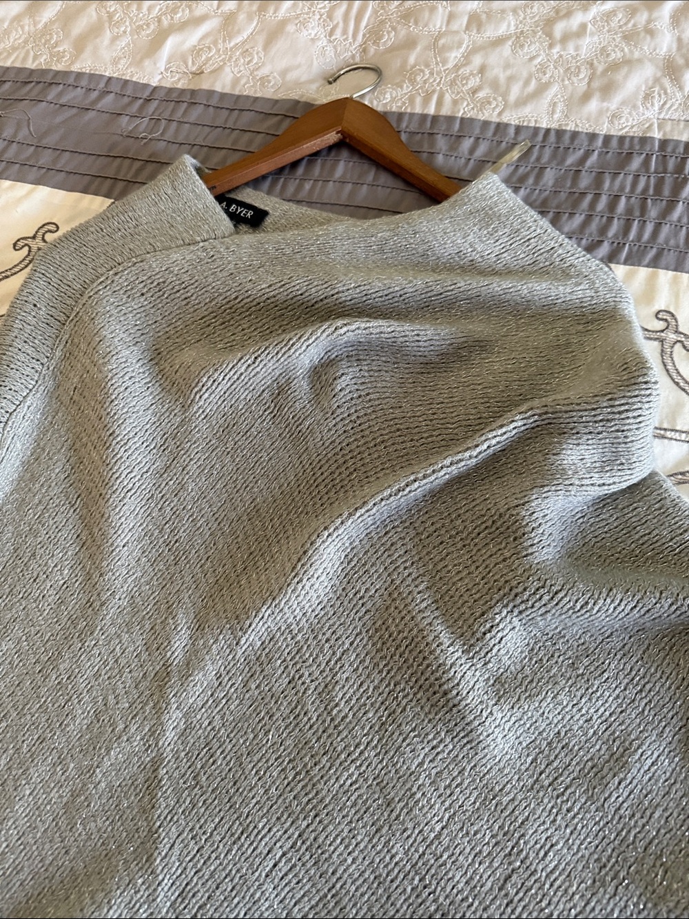 A. Byer Light Gray Knit Poncho